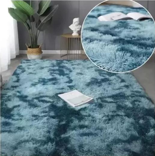 ALFOMBRA PELUDA LIVING HOGAR 150X200 CM AZUL PETRÓLEO JASPEADO - 1