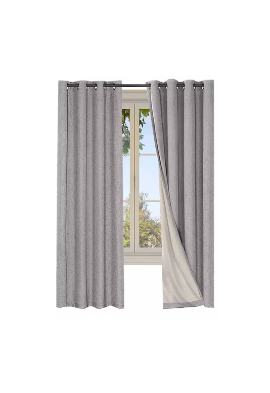 CORTINA BLACKOUT 100% 2 PAÑOS 140X220CM TEXTURA LINO GRIS - 1