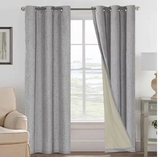 CORTINA BLACKOUT 100% 2 PAÑOS 140X220CM TEXTURA LINO GRIS - 2