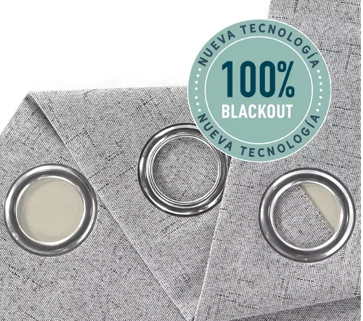 CORTINA BLACKOUT 100% 2 PAÑOS 140X220CM TEXTURA LINO GRIS - 3
