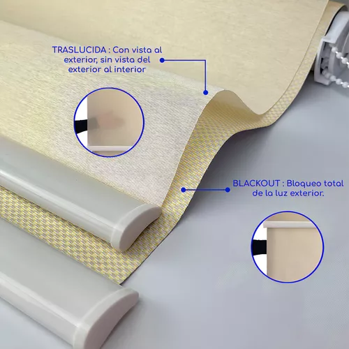 CORTINA ROLLER BLACKOUT 2 PAÑOS 160X240 DOBLE VISILLO BEIGE SIN CENEFA - 5