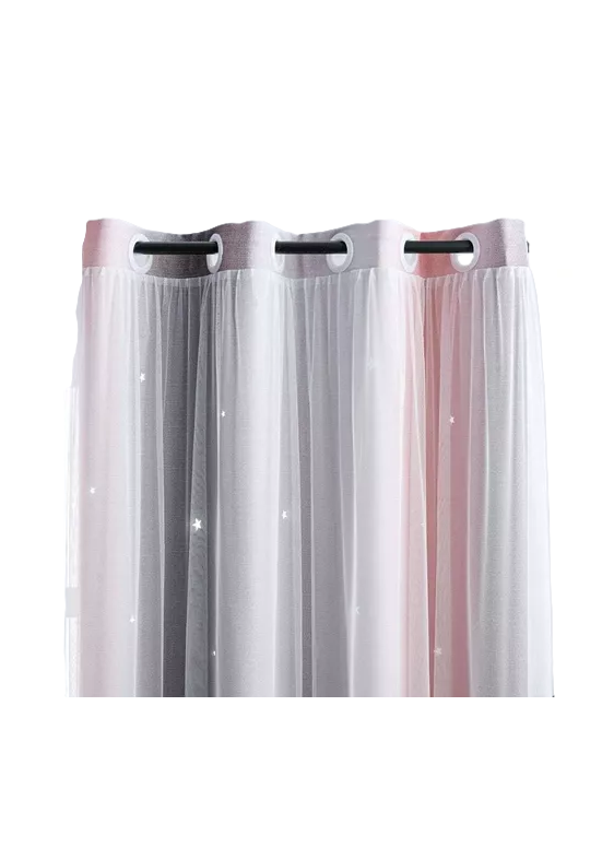 CORTINA BLACKOUT 2 PAÑOS 132X210 CM ROSA Y GRIS - 1