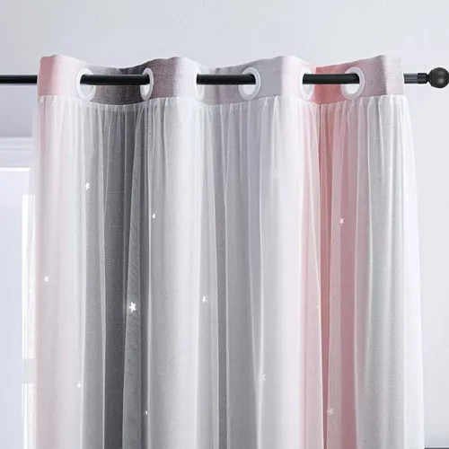 CORTINA BLACKOUT 2 PAÑOS 132X210 CM ROSA Y GRIS - 7