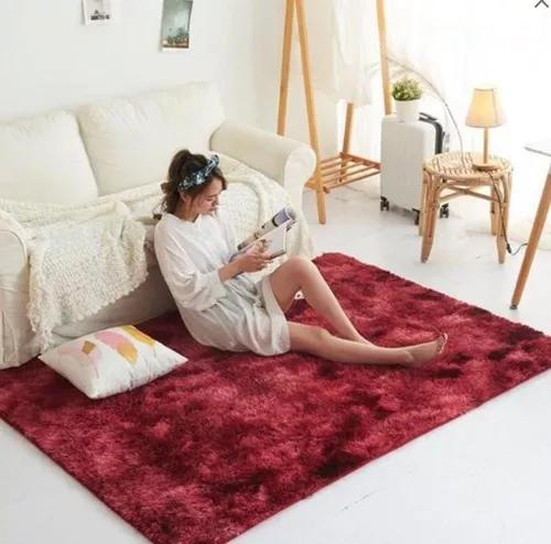 ALFOMBRA PELUDA LIVING HOGAR 150X200 CM BURDEO JASPEADO - 1