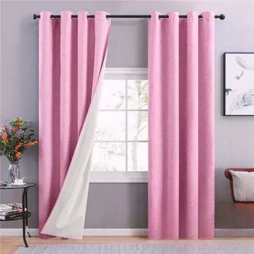 CORTINA BLACKOUT 100% 2 PAÑOS 138X226 CM TEXTURA LINO ROSA - 1