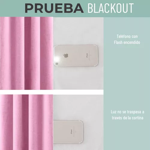 CORTINA BLACKOUT 100% 2 PAÑOS 138X226 CM TEXTURA LINO ROSA - 2