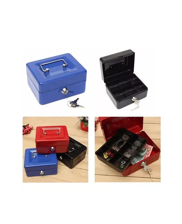CAJA FUERTE METALICA CON LLAVE PARA DINERO 25X20CM COLOR ... - 4