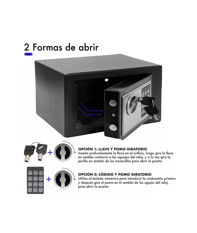 CAJA FUERTE SEGURIDAD ELECTRONICA/COMBINACION COLOR EN COLOR NEGRO - 5