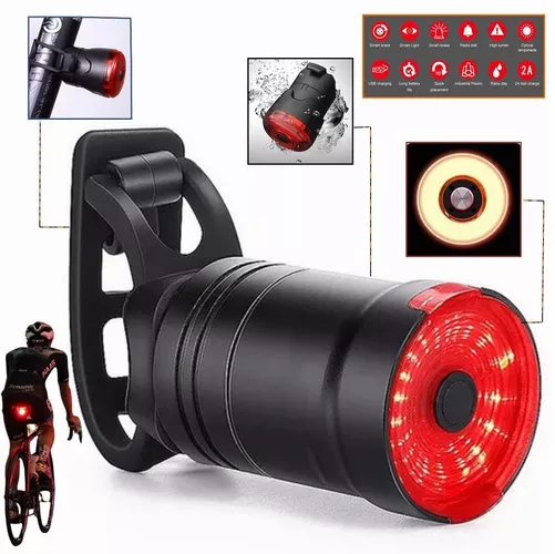LUZ DE BICICLETA LED CON SENSOR DE FRENO, RECARGABLE POR USB, IPX6 - 1