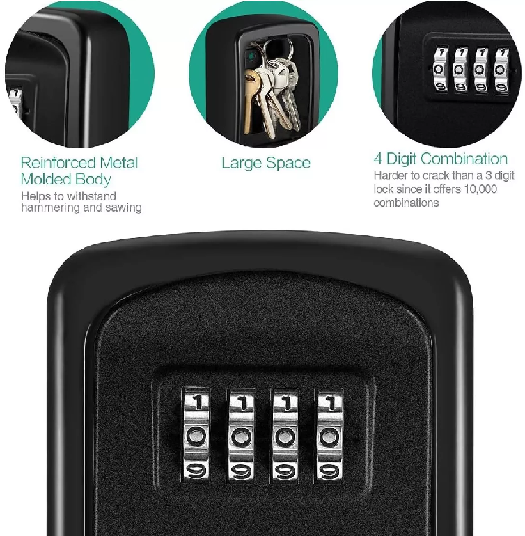 CAJA SEGURIDAD PARA LLAVES CON CLAVE COLOR EN COLOR NEGRO - 3