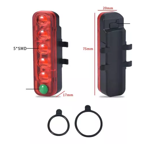 PACK DE LUZ PARA BICICLETA, DELANTERA Y TRASERA, RECARGABLE POR USB - 5