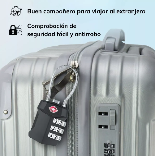 CANDADO DE SEGURIDAD CON CABLE DE ACERO Y CLAVE DE 3 DÍGI... - 6