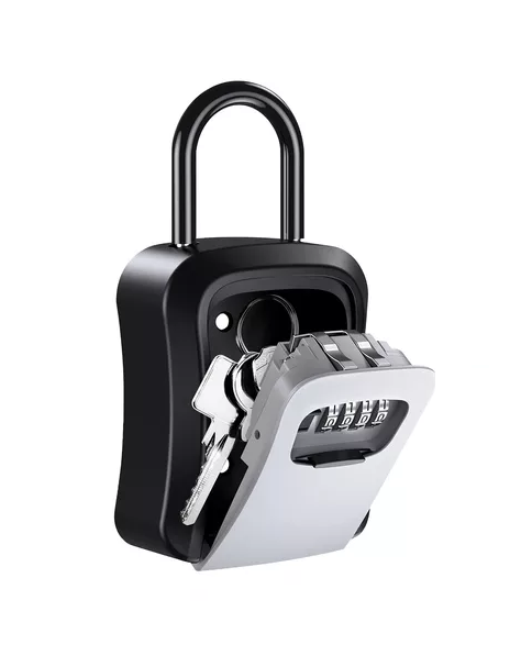 CAJA SEGURIDAD PORTA LLAVE CANDADO CLAVE COLOR GRIS - 1