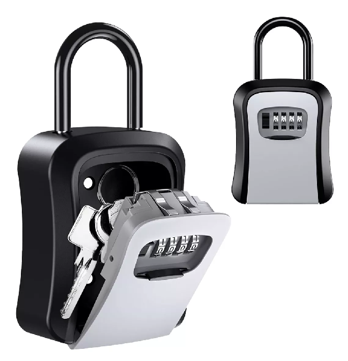 CAJA SEGURIDAD PORTA LLAVE CANDADO CLAVE COLOR GRIS - 2