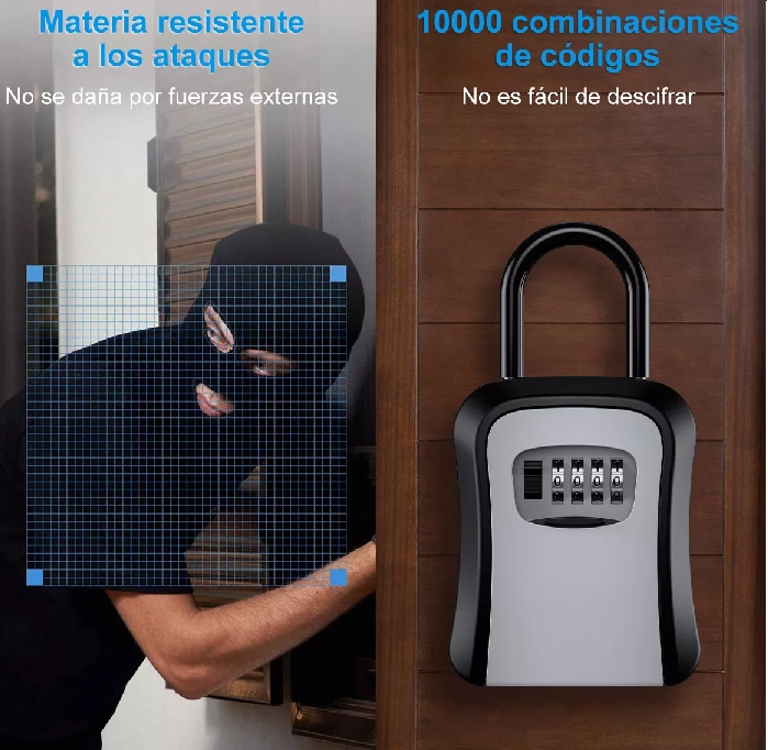 CAJA SEGURIDAD PORTA LLAVE CANDADO CLAVE COLOR GRIS - 7