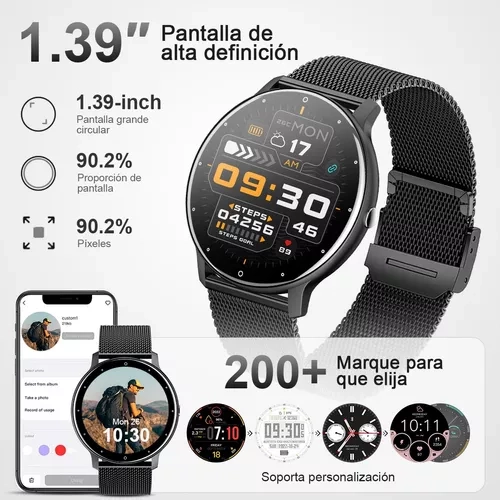 RELOJ INTELIGENTE HOMBRE MUJER SMARTWATCH LLAMADA BLUETOO... - 3