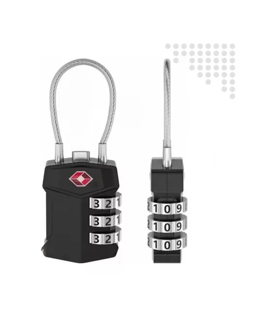 CANDADO DE SEGURIDAD CON CABLE DE ACERO Y CLAVE DE 3 DÍGI... - 3