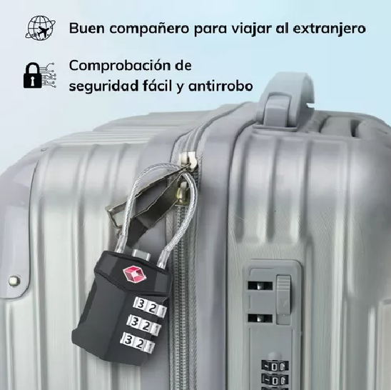CANDADO DE SEGURIDAD CON CABLE DE ACERO Y CLAVE DE 3 DÍGI... - 6