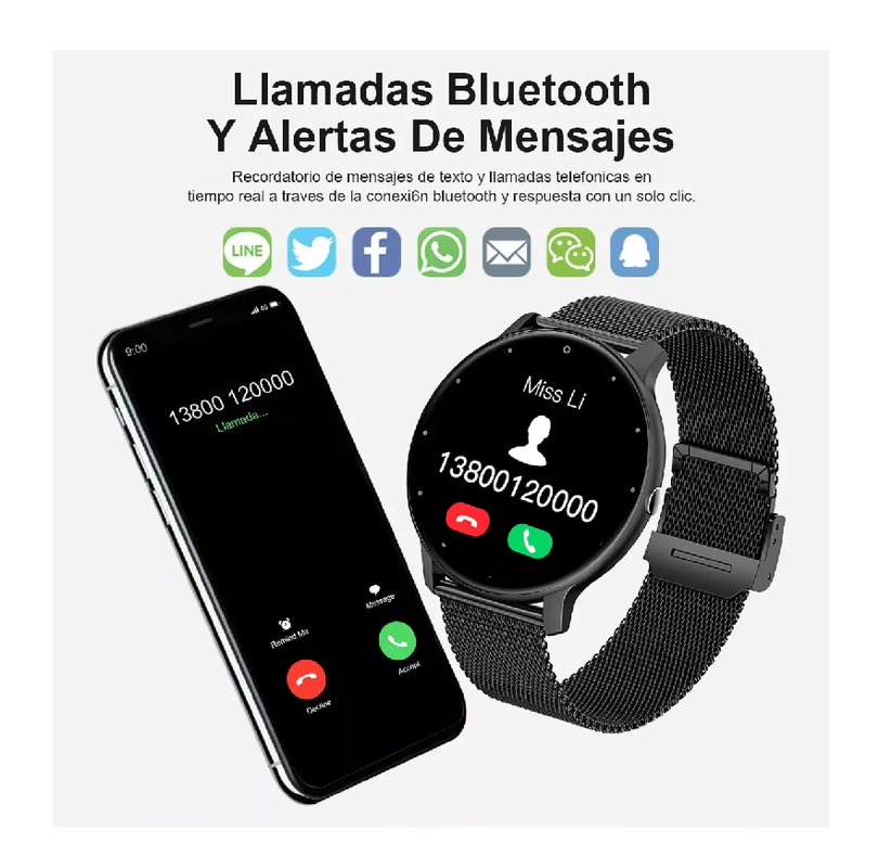 RELOJ INTELIGENTE HOMBRE MUJER SMARTWATCH LLAMADA BLUETOOTH - 3