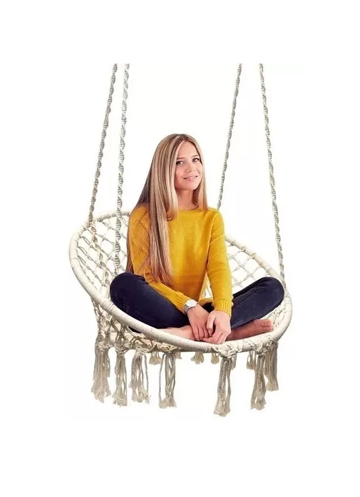 SILLA HAMACA COLGANTE PARA TERRAZA O JARDÍN COLOR EN COLOR BLANCO - 2