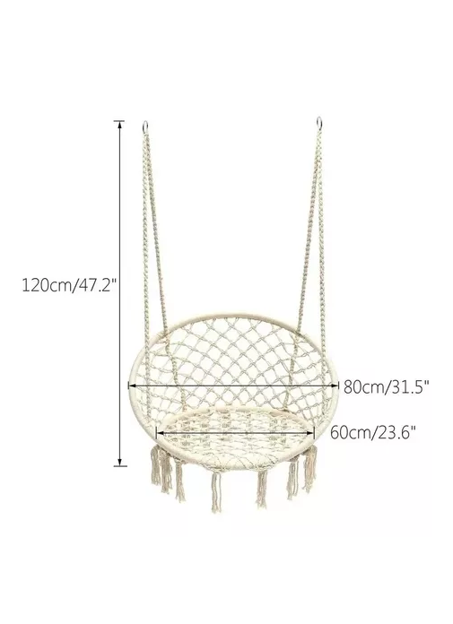 SILLA HAMACA COLGANTE PARA TERRAZA O JARDÍN COLOR EN COLOR BLANCO - 4