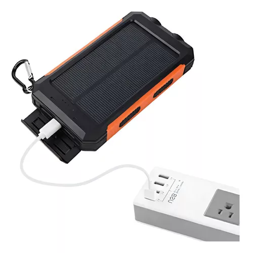 BATERÍA PORTÁTIL EXTERNA 20,000 MAH, 2 USB, SOLAR POWER BANK, EN COLOR NEGRO - 4