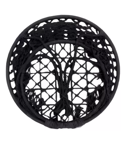 HAMACA SILLA COLGANTE REDONDA INTERIOR EXTERIOR MACRAMÉ EN COLOR NEGRO - 4