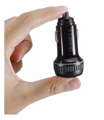 CARGADOR RÁPIDO DOBLE USB 3.0 CON LED AZUL PARA AUTO - 2
