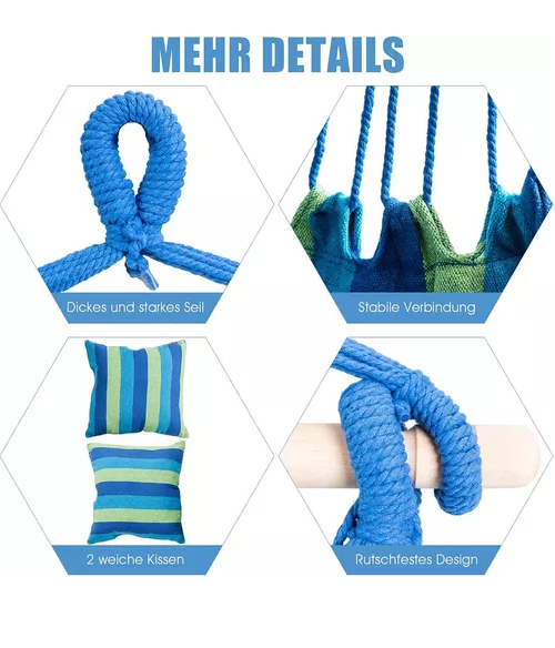 COLUMPIO COLGANTE AZUL Y VERDE CON DOS ALMOHADAS PARA JARDÍN - 5