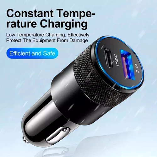 CARGADOR AUTO CARGA RÁPIDA TIPO C 18W Y USB 18W - 5