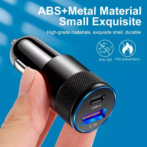 CARGADOR AUTO CARGA RÁPIDA TIPO C 18W Y USB 18W - 6