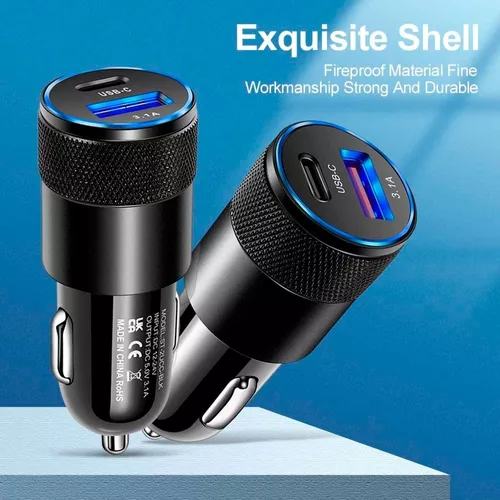 CARGADOR AUTO CARGA RÁPIDA TIPO C 18W Y USB 18W - 7