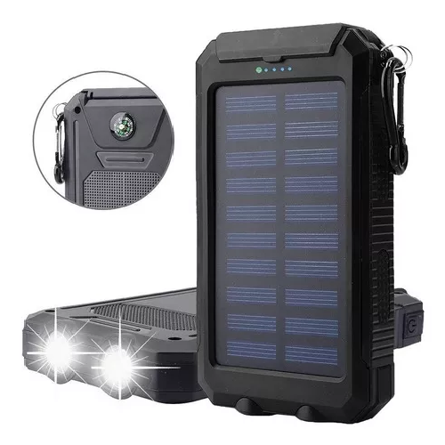 SOLAR POWER BANK 12,000 MAH, CARGADOR SOLAR PORTÁTIL DUAL, COLOR EN COLOR NEGRO - 1