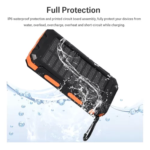SOLAR POWER BANK 12,000 MAH, CARGADOR SOLAR PORTÁTIL DUAL, COLOR EN COLOR NEGRO - 4