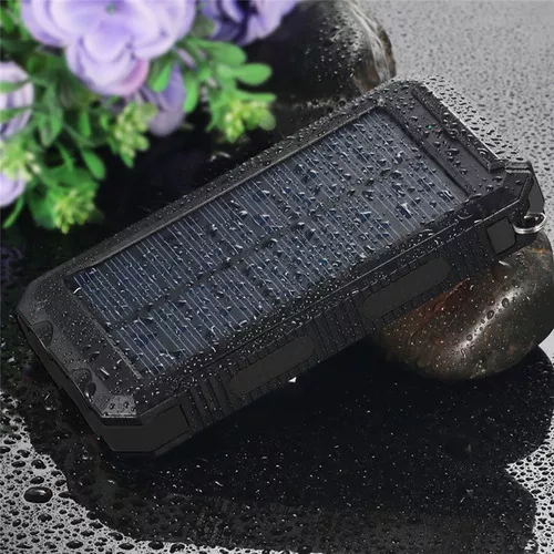 SOLAR POWER BANK 12,000 MAH, CARGADOR SOLAR PORTÁTIL DUAL, COLOR EN COLOR NEGRO - 7