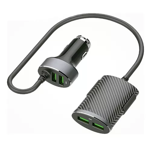 CARGADOR DE AUTO BLACKPCS 4 PUERTOS USB CON EXTENSIÓN 1 METRO - 3