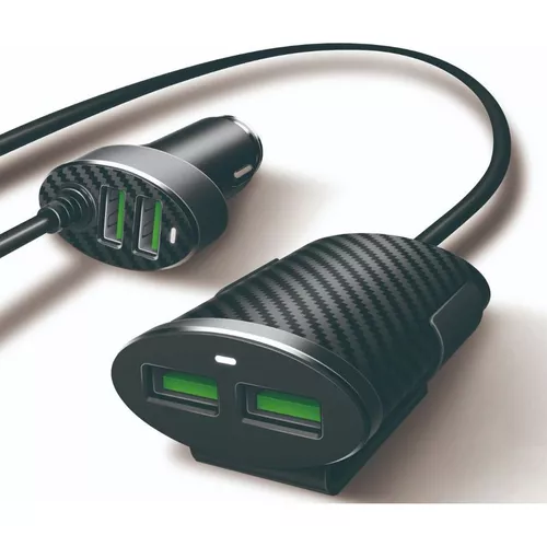CARGADOR DE AUTO BLACKPCS 4 PUERTOS USB CON EXTENSIÓN 1 METRO - 5