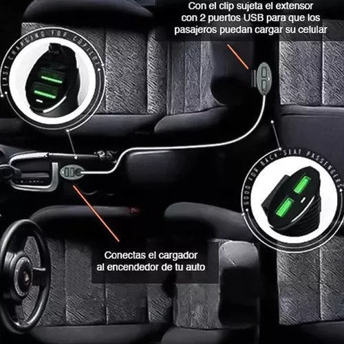 CARGADOR DE AUTO BLACKPCS 4 PUERTOS USB CON EXTENSIÓN 1 METRO - 7