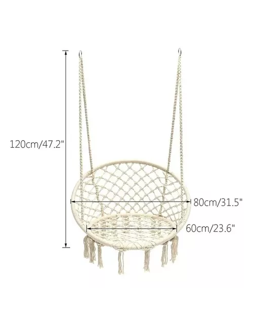 SILLA HAMACA COLGANTE PARA TERRAZA O JARDÍN COLOR BEIGE - 3