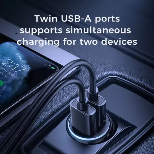 CARGADOR RÁPIDO PARA AUTOMÓVIL DOBLE PUERTO USB 5V 3.1A EN COLOR BLANCO - 5