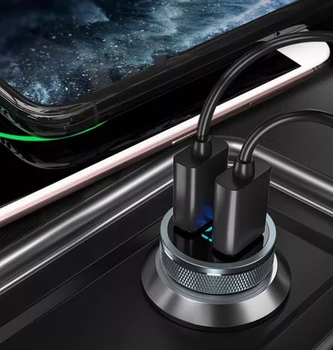 CARGADOR AUTO ESSAGER CARGA RÁPIDA 36W TIPO USB Y TIPO C GRIS - 6