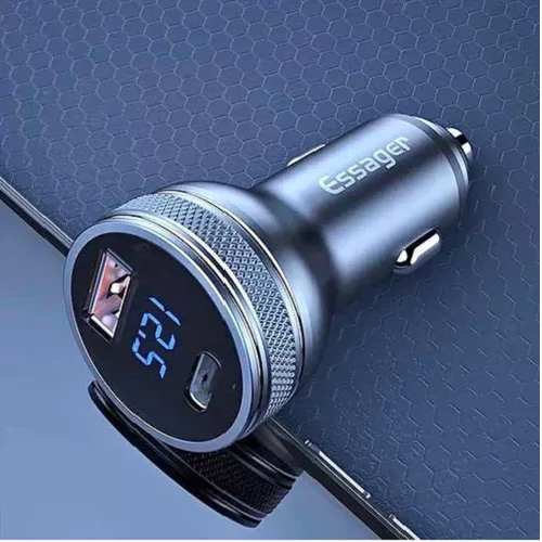 CARGADOR AUTO ESSAGER CARGA RÁPIDA 36W TIPO USB Y TIPO C EN COLOR NEGRO - 3