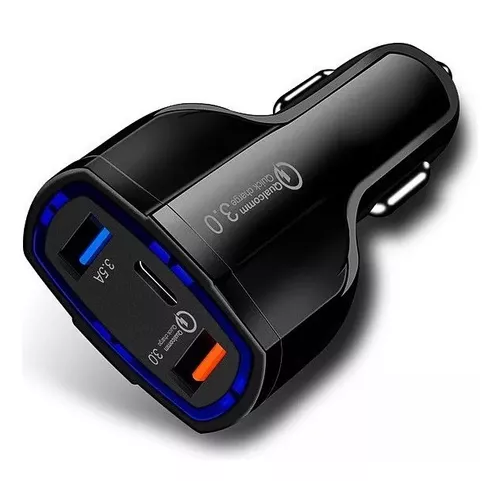 CARGADOR RÁPIDO AUTO DOBLE USB Y TIPO C QC3.0 EN COLOR NEGRO - 2
