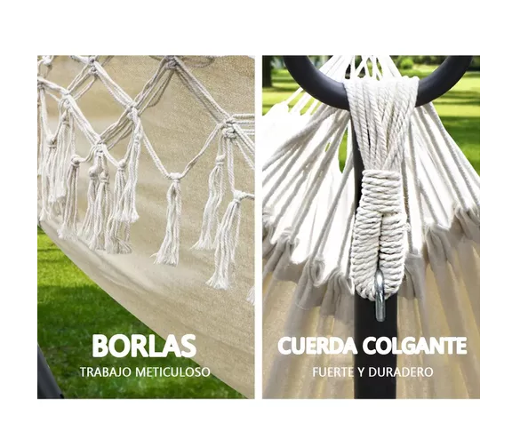 HAMACA CON BORLAS PARA EXTERIORES 150X200 CM COLUMPIOS SILLA - 4