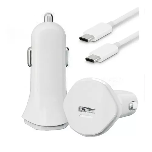 CARGADOR AUTO CARGA RÁPIDA 18W Y CABLE USB-C 3.0A EN COLOR BLANCO - 1