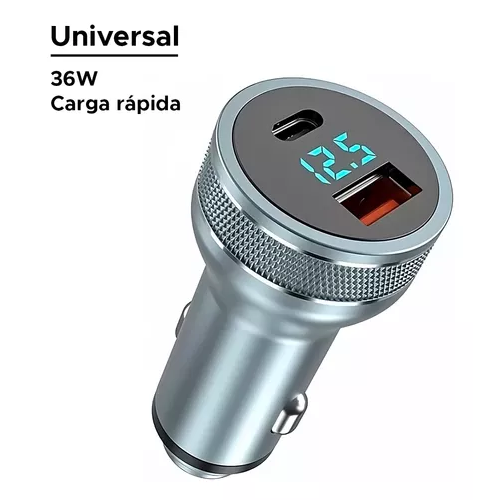 CARGADOR AUTO USB-C CARGA RÁPIDA 36W GRIS - 2