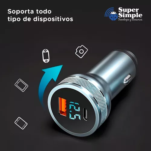 CARGADOR AUTO USB-C CARGA RÁPIDA 36W GRIS - 5