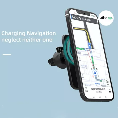 CARGADOR Y SOPORTE INALÁMBRICO PARA IPHONE MAGSAFE AUTO EN COLOR NEGRO - 7