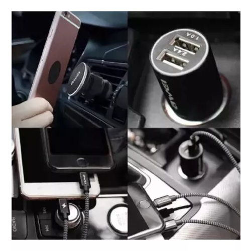 CARGADOR RÁPIDO AUTO PORTACELULARES AWEI - 4