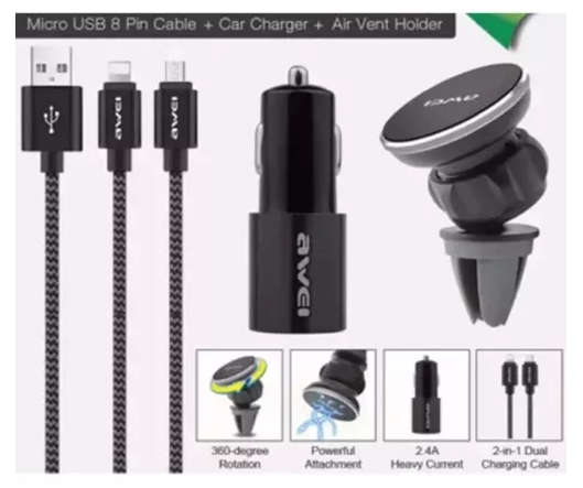 CARGADOR RÁPIDO AUTO PORTACELULARES AWEI - 6